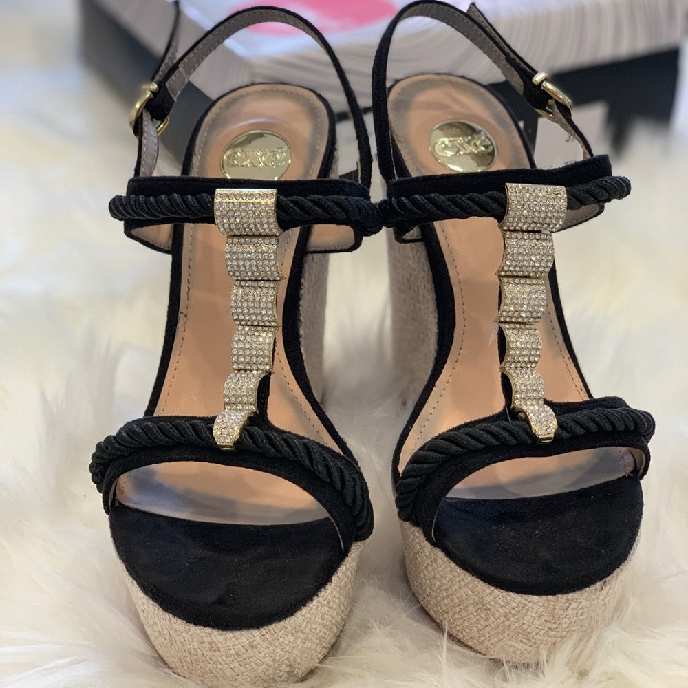 EXE Rosa Pave Cord Platform Wedge Sandal